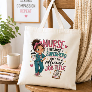 Whimsical Superhero Nurse Tote Bag