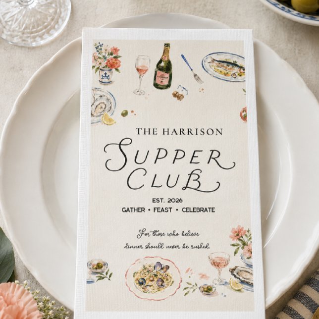 Whimsical Supper Club Dinner Party Paper Guest Towels (Creator Uploaded)