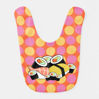 Whimsical Sushi Polka Dots Baby Bib