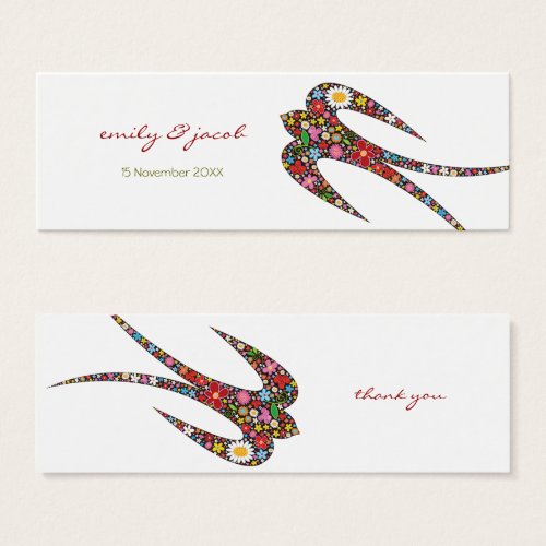 Swallow Spring Flowers Thank You / Favor /Gift Tag Business Card Template