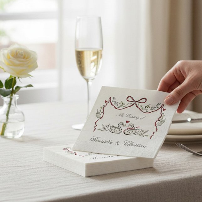 Whimsical Swan Love Story Wedding Celebration  Napkins (Creator Uploaded)