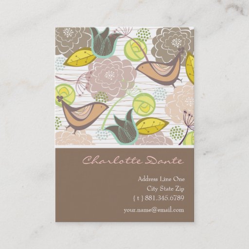 Customizable fatfatin Sweet Birds & Floral Garden Profile Card Business Cards