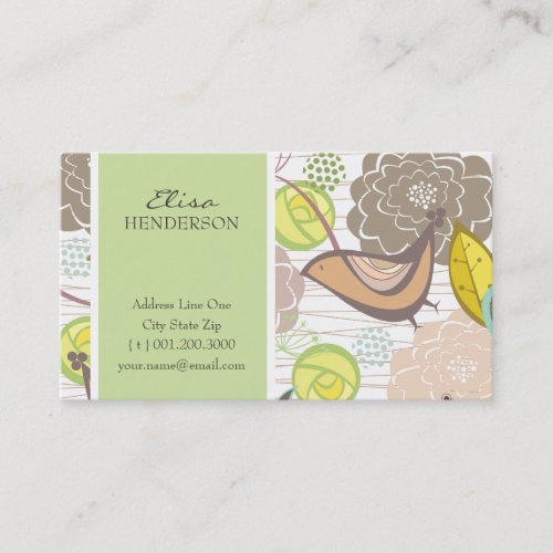 fatfatin Sweet Birds &amp; Floral Garden Profile Card Business Card Templates