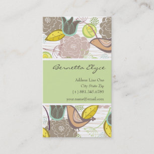 Whimsical Sweet Birds & Floral Garden Profile Card