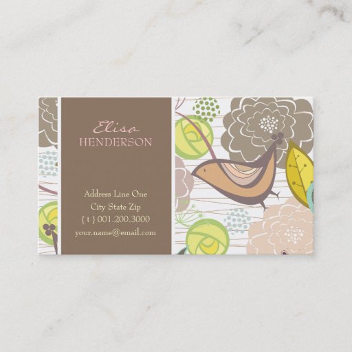Customizable fatfatin Sweet Birds &amp; Floral Garden Profile Card Business Card Templates