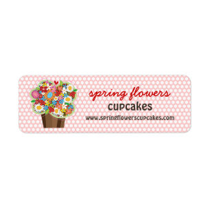 Whimsical Sweet Cupcake Spring Flowers Floral Chic Label