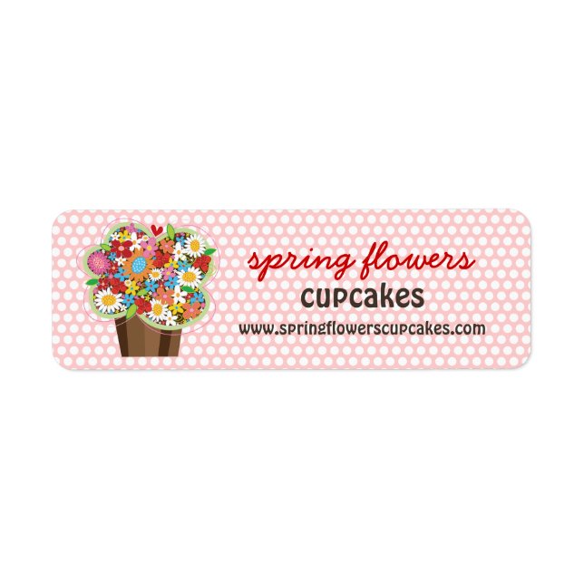 Whimsical Sweet Cupcake Spring Flowers Floral Chic Label (Front)