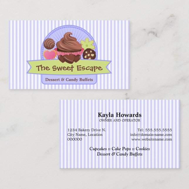 Whimsical Sweet Desserts Business Card (Front/Back)