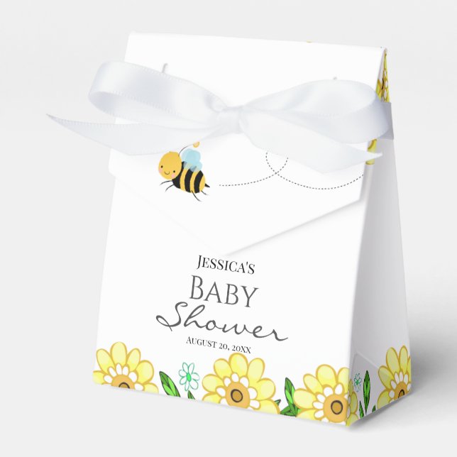 Whimsical Sweet Honey Bee Baby Shower Favor Boxes (Front Side)