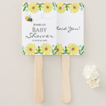 Whimsical Sweet Honey Bee Baby Shower Hand Fan