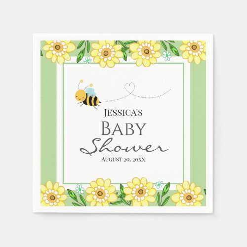 Whimsical Sweet Honey Bee Baby Shower Napkins