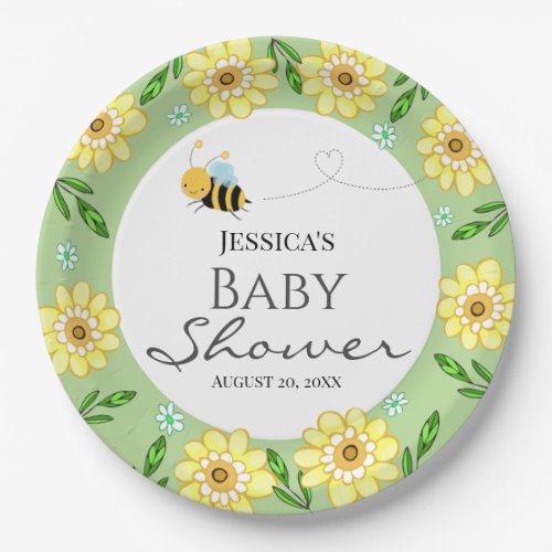 Whimsical Sweet Honey Bee Baby Shower Paper Plate
