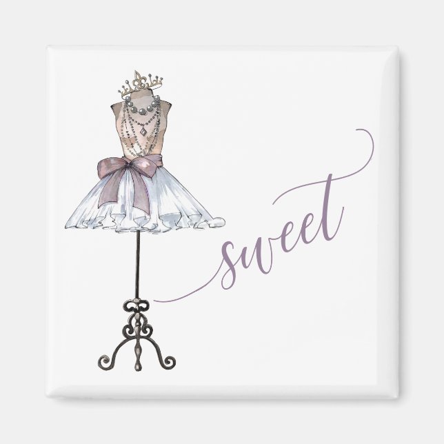 Whimsical "Sweet" Mannequin With Tutu Magnet (Front)
