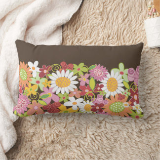 Whimsical Sweet Pastel Pink Spring Flowers Garden Lumbar Pillow