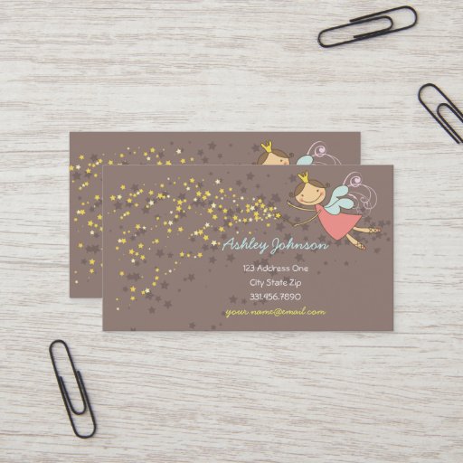 Customizable Sweet Fairy and Stars Cute Template Profile Card Business Cards
