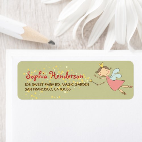 Whimsical Sweet Pink Fairy Princess Stars Address Label