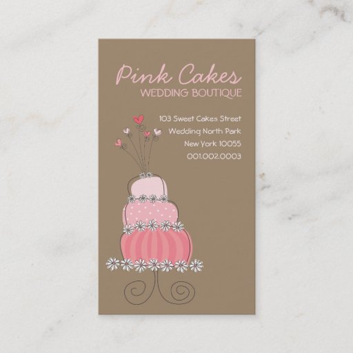 Customizable Whimsical Sweet Pink Wedding Birthday Fun Cake Business Card