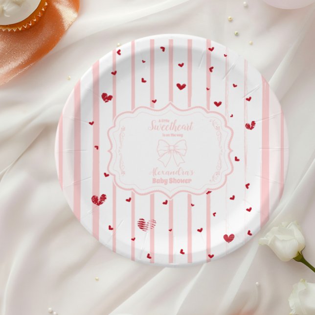 Whimsical Sweetheart Valentine's Day Baby Shower Paper Plates (Creator Uploaded)