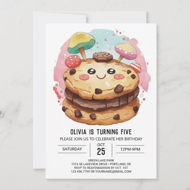 Whimsical Sweets Kids Cookies Birthday Invitation (Front)