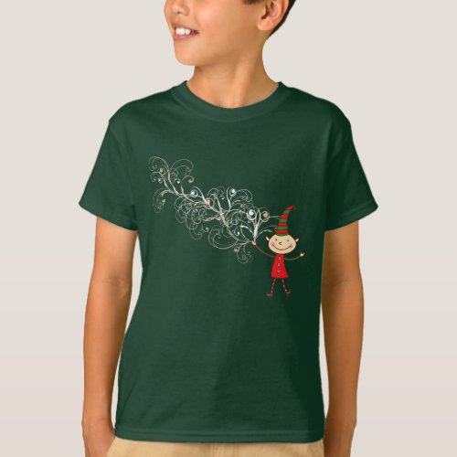 Whimsical Swirls Cute  Fun Magical Christmas Elf T_Shirt