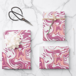 Whimsical Swirls of Pink and Peach Wrapping Paper Sheets