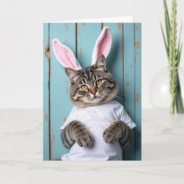 Whimsical Tabby Cat Portrait Card (Front)