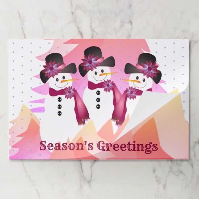 Whimsical Table Decor With Snowman Paper Placemat (Folded)