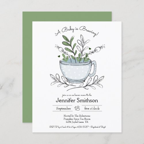 Whimsical Tea Cup Baby Shower Budget Invitation