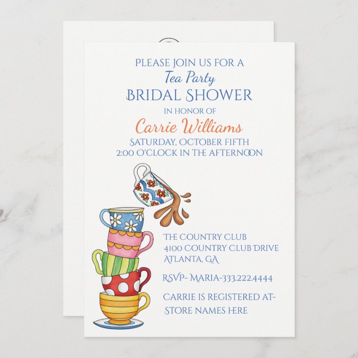 Whimsical Tea Cups Bridal Shower Invitation Zazzle