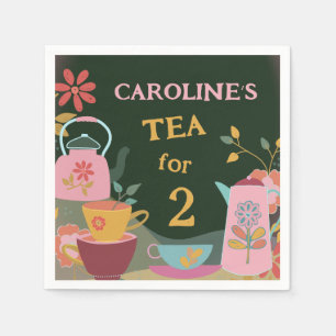 Whimsical Tea for Two 2nd Birthday Napkins
