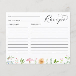 Whimsical Tea Party Bridal Shower Recipe card