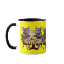 Whimsical Tea Party with Mice Illustration on Mug