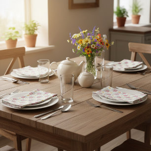 Whimsical Tea Time Doodle Cloth Napkin