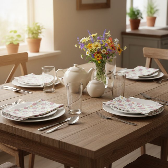 Whimsical Tea Time Doodle Cloth Napkin (Creator Uploaded)