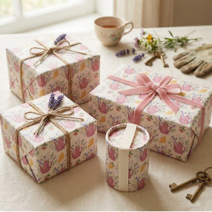 Whimsical Tea Time Doodle Wrapping Paper