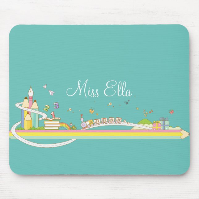 Whimsical Teacher's Scene Personalized Mouse Pad (Front)