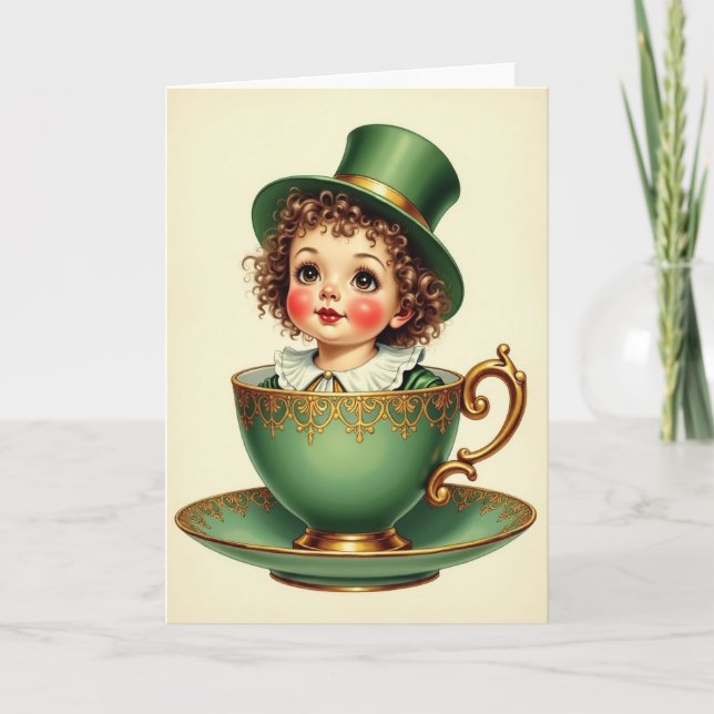 Whimsical Teacup Child Card (Front)