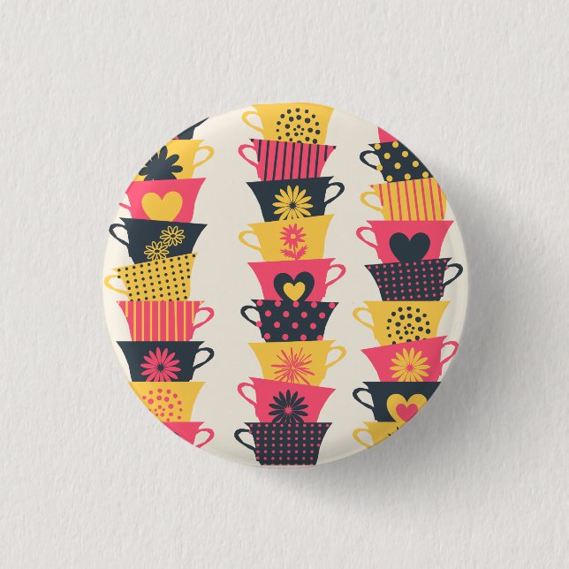 Whimsical Teacups Button (Front)