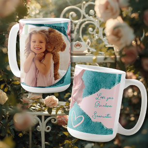 Whimsical Teal & Blush Torn Paper Heirloom Frame Coffee Mug