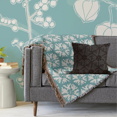 Whimsical Teal Retro Vintage Floral Zodiac Holiday Wallpaper