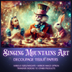 Whimsical Teatime In Wonderland Decoupage Tissue Paper