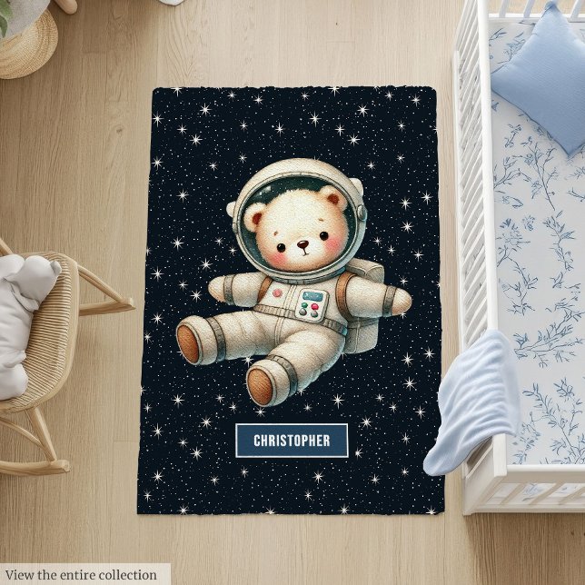 Whimsical Teddy Bear Astronaut Rug for Play Room (Whimsical Teddy Bear Astronaut Rug for Play Room)