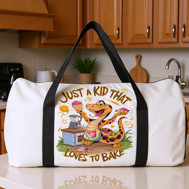 Whimsical Tee With Cake-Baking Snake Duffle Bag (Creator Uploaded)
