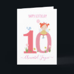 Whimsical Tenth birthday fairy cute pink  Card<br><div class="desc">An adorable10th birthday card with the cutest little fairies that you can personalise. The birthday fairy collection is perfect for little girls who adore magical creatures. You can choose between two types of cards. You can choose either silky gloss paper or matte paper. Matte, is a classic, all-around paper with...</div>