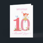 Whimsical Tenth birthday fairy cute pink  Card<br><div class="desc">An adorable10th birthday card with the cutest little fairies that you can personalise. The birthday fairy collection is perfect for little girls who adore magical creatures. You can choose between two types of cards. You can choose either silky gloss paper or matte paper. Matte, is a classic, all-around paper with...</div>