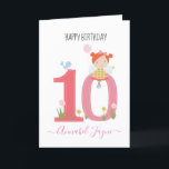 Whimsical Tenth birthday fairy cute pink Card<br><div class="desc">An adorable10th birthday card with the cutest little fairies that you can personalise. The birthday fairy collection is perfect for little girls who adore magical creatures. You can choose between two types of cards. You can choose either silky gloss paper or matte paper. Matte, is a classic, all-around paper with...</div>