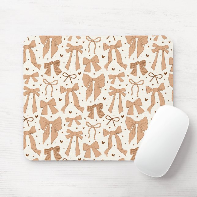 Whimsical Terracotta Bows Pattern Mouse Pad (With Mouse)