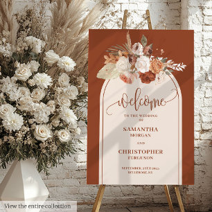 Whimsical Terracotta Pampas Sage Boho Arch Welcome Foam Board