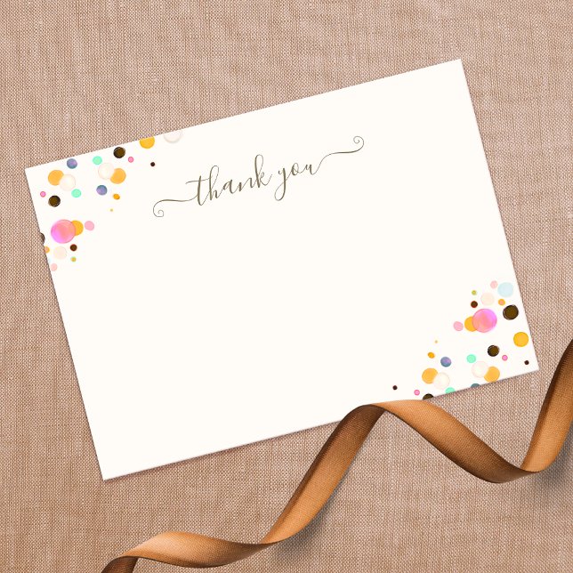 Whimsical Thank You Confetti Signature Script   Note Card (Creator Uploaded)