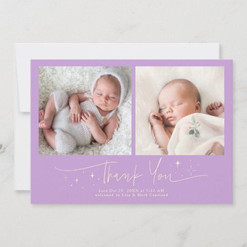 Whimsical Thank You Script Wisteria Birth Announcement
